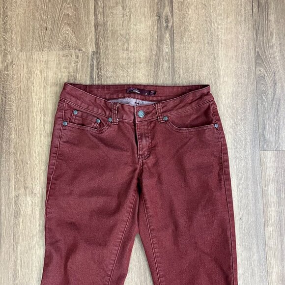 Prana Burgundy Maroon Red Jeans Sz 2 - Picture 3 of 9